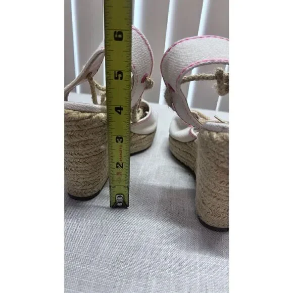 Schutz Women's Brynda Lace Up Espadrille Platform Wedges Cream Pink Size 6.5B - Picture 7 of 11